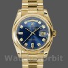 Replica Rolex Day-Date 36 mm Unisex-118208-Oro giallo-Diamante blu Quadrante blu