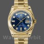 Replica Rolex Day-Date 36 mm Unisex-118208-Oro giallo-Diamante blu Quadrante blu