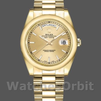 Replica Rolex Day-Date 36 mm Unisex-118208-Dal quadrante oro giallo-champagne Champagne