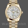 Replica Rolex Day-Date 36 mm Unisex-118208-Oro giallo-Madreperla-Diamante Quadrante MOP