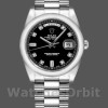 Replica Rolex Day-Date 36mm Unisex-118209-Comparatore nero-Oro bianco Nero