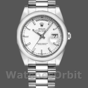Replica Rolex Day-Date 36mm Unisex-118209-Bracciale Oyster-Comparatore Bianco Bianco<br />