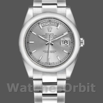 Replica Rolex Day-Date 36mm Unisex-118209-Comparto Argento Argento