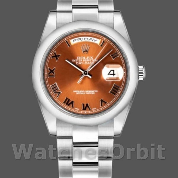 Replica Rolex Day-Date 36mm Unisex-118209-Oro bianco-Copper Brown Quadrante Marrone<br />