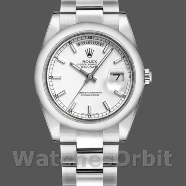 Replica Rolex Day-Date 36mm Unisex-118209-Bracciale Oro Bianco-Oyster-Componente Bianco Unisex<br />