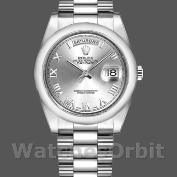 Replica Rolex Day-Date 36 mm Unisex-118209-Dal quadrante bianco-argento-Automatico argento