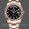Replica Rolex Day-Date 36 mm Unisex-118235-Calrante nero-Ghiera scanalata Nero