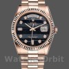 Replica Rolex Day-Date 36 mm Unisex-118235-Diamante d'oro Everose Quadrante in ferrite Nero