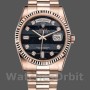 Replica Rolex Day-Date 36 mm Unisex-118235-Diamante d'oro Everose Quadrante in ferrite Nero