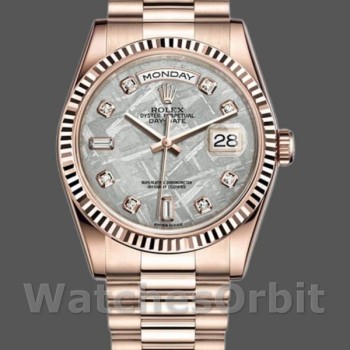 Replica Rolex Day-Date 36 mm Unisex-118235-Oro Everose-Meteorite Quadrante di diamanti Meteorite