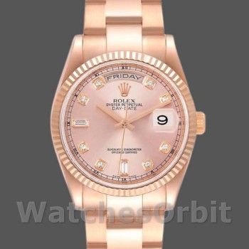 Replica Rolex Day-Date 36 mm Donna-118235-Oroverosa-Diamante Rosa Quadrante Rosa