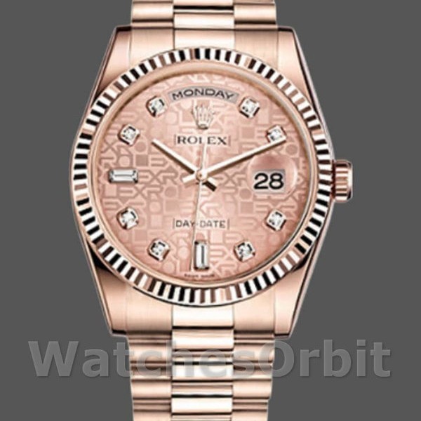 Replica Rolex Day-Date 36 mm Donna-118235-Oroverosa Quadrante Rosa Giubileo Donna