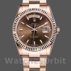 Replica Rolex Day-Date 36mm Unisex-118235-Ghiera scanalata-Dialetto cioccolato Unisex-118235
