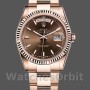Replica Rolex Day-Date 36mm Unisex-118235-Ghiera scanalata-Dialetto cioccolato Unisex-118235
