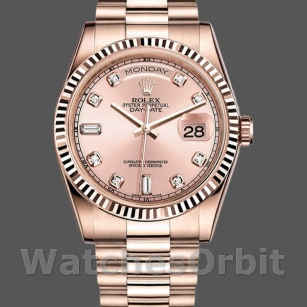 Replica Rolex Day-Date 36mm Donna-118235-Rosa quadrante rosa con diamanti Rosa