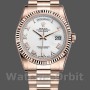 Replica Rolex Day-Date 36 mm Unisex-118235-Calrante bianco-Ghiera scanalata Bianco