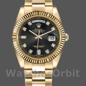 Replica Rolex Day-Date 36 mm Uomo-118238-Calendario nero con diamanti Nero