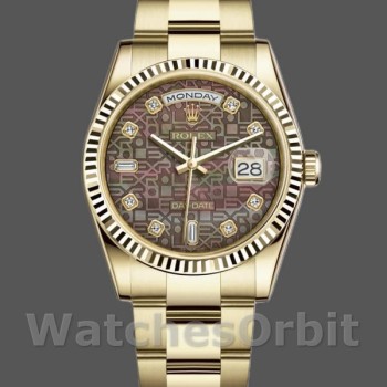 Replica Rolex Day-Date 36 mm Unisex-118238-Calendario nero MOP-Diamante MOP