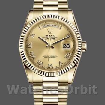 Replica Rolex Day-Date 36mm Unisex-118238-Champagne Quadrante champagne Champagne