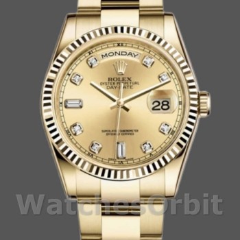 Replica Rolex Day-Date 36mm Unisex-118238-Champagne-Diamond Dial Champagne unisex