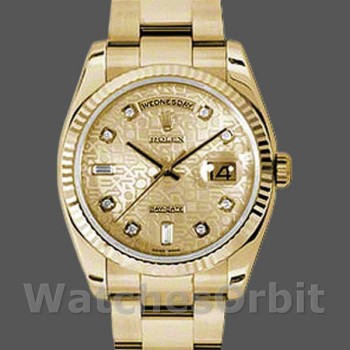 Replica Rolex Day-Date Unisex 36mm Unisex-118238-Champagne Jubilee-Diamond Dial Champagne