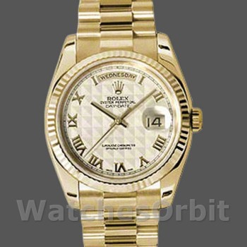 Replica Rolex Day-Date 36mm Unisex-118238-Ghiera scanalata quadrante avorio Avorio
