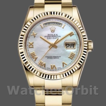 Replica Rolex Day-Date 36mm Unisex-118238-Bianco quadrante romano MOP unisex