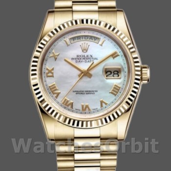 Replica Rolex Day-Date 36 mm Unisex-118238-Bianco Madreperla-Comparatore Romano MOP
