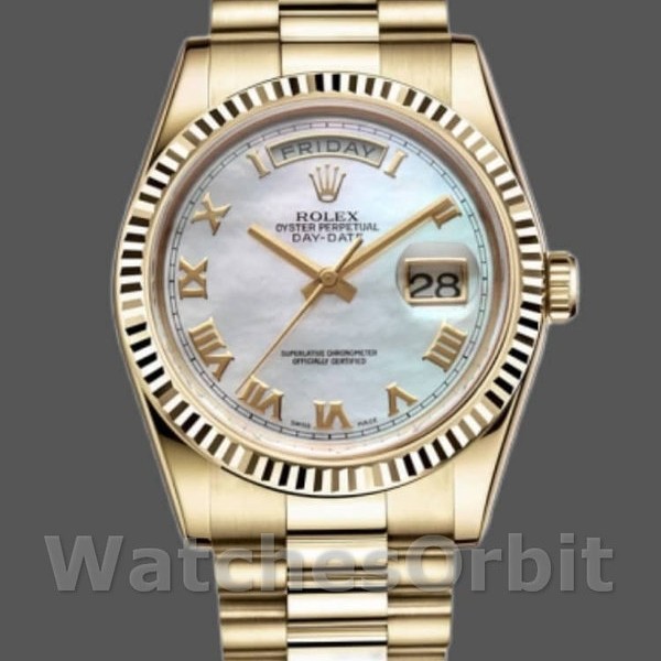 Replica Rolex Day-Date 36 mm Unisex-118238-Bianco Madreperla-Comparatore Romano MOP