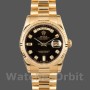 Replica Rolex Day-Date 36 mm Uomo-118238-Oro giallo-Calendario nero con diamanti Nero