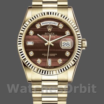 Replica Rolex Day-Date 36mm Unisex-118238-Giallo Oro-Diamante Quadrante Bulls Eye Unisex-118238