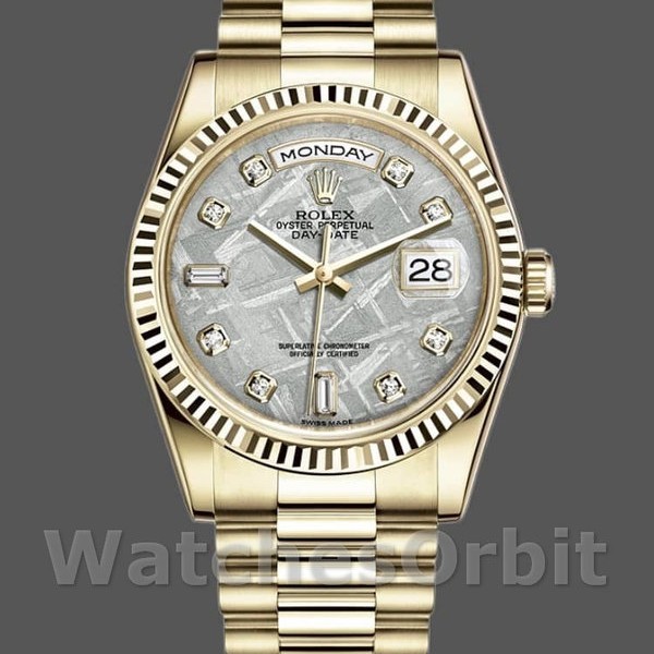 Replica Rolex Day-Date 36 mm Unisex-118238-Giallo Oro-Diamante Meteorite Quadrante Meteorite<br />