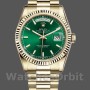 Replica Rolex Day-Date 36mm Unisex-118238-Oro giallo-Ghiera scanalata-Comparatore verde Verde unisex