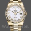Replica Rolex Day-Date 36mm Unisex-118238-Oro giallo-Calendario bianco-Ghiera scanalata Bianco<br />
