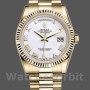 Replica Rolex Day-Date 36mm Unisex-118238-Oro giallo-Calendario bianco-Ghiera scanalata Bianco<br />