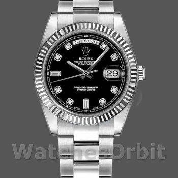 Replica Rolex Day-Date 36mm Unisex-118239-Calendario nero con diamanti Nero unisex<br />