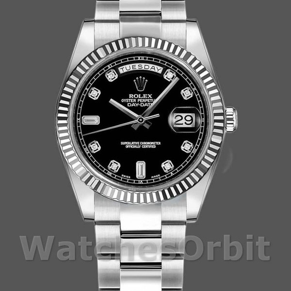 Replica Rolex Day-Date 36mm Unisex-118239-Calendario nero con diamanti Nero unisex<br />