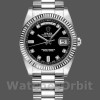 Replica Rolex Day-Date 36mm Unisex-118239-Contatore nero con diamanti-Ghiera scanalata Nero
