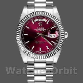 Replica Rolex Day-Date 36 mm Donna-118239-Cherry Quadrante rosso-Ghiera scanalata Cherry
