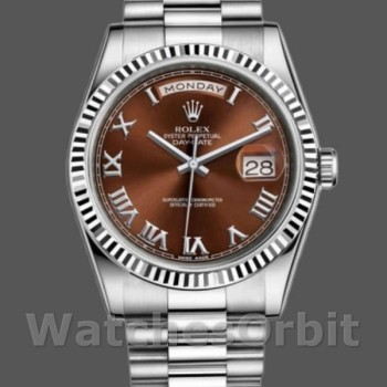 Replica Rolex Day-Date Unisex 36mm Unisex-118239-Cioccolato Quadrante Marrone Marrone
