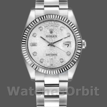 Replica Rolex Day-Date 36mm Unisex-118239-Giubileo-Dialetto d'argento Argento unisex