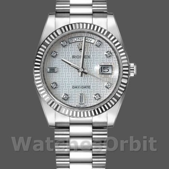 Replica Rolex Day-Date 36mm Unisex-118239-MOP-Comparatore bianco-Ghiera scanalata MOP