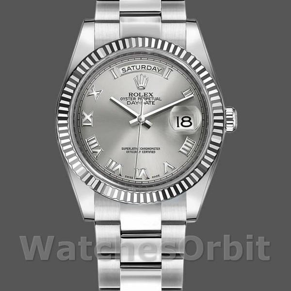 Replica Rolex Day-Date 36mm Unisex-118239-Rhodium Quadrante romano rodio unisex
