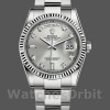 Replica Rolex Day-Date 36mm Unisex-118239-Argento Quadrante diamantato-Ghiera scanalata Argento