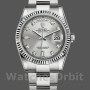 Replica Rolex Day-Date 36mm Unisex-118239-Argento Quadrante diamantato-Ghiera scanalata Argento