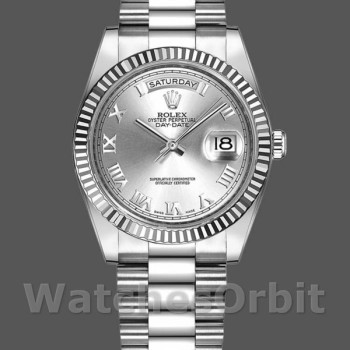 Replica Rolex Day-Date 36mm Unisex-118239-Argento Quadrante con numeri romani Argento
