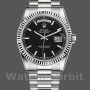 Replica Rolex Day-Date 36mm Unisex-118239-Dal quadrante bianco nero-Ghiera scanalata nero