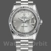 Replica Rolex Day-Date 36mm Unisex-118239-Dal quadrante oro bianco-argento- lunetta scanalata Argento
