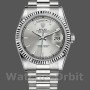 Replica Rolex Day-Date 36mm Unisex-118239-Dal quadrante oro bianco-argento- lunetta scanalata Argento