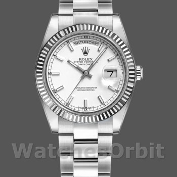 Replica Rolex Day-Date 36mm Unisex-118239-Dal quadrante bianco-oro bianco
